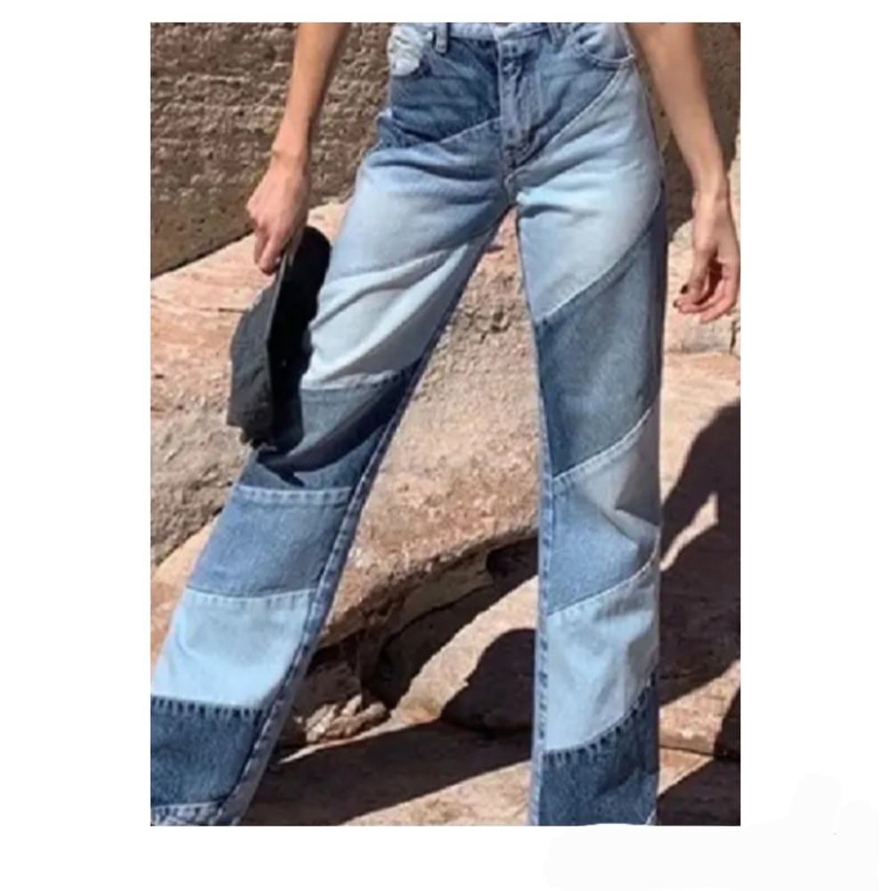 Revice Denim Patchwork Colorblock Straight Jeans … - image 2